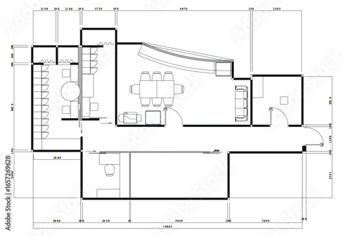 2D Vector Small Office Layout with Furniture