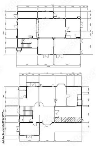 2D Vector Two-Story House Frame