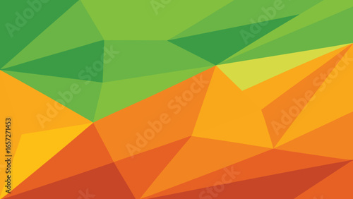 Geometric Polygonal Pattern in Green and Orange Tones abstract background