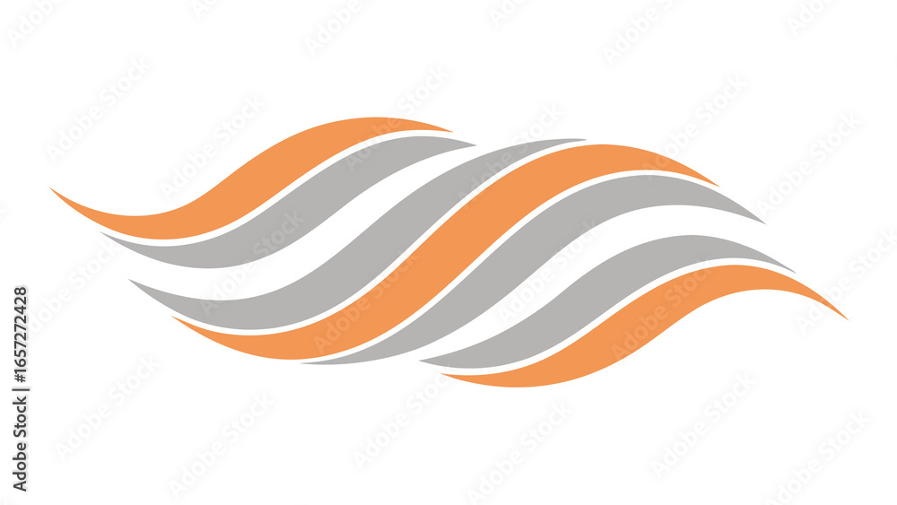 Obraz premium Interlocking Orange and Gray Waves on White Background abstract flowing