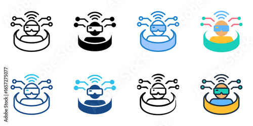 Virtual Reality icon set multiple style collection 
