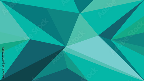 Teal and Green Polygonal Geometric Pattern with Faceted Shapes abstract background