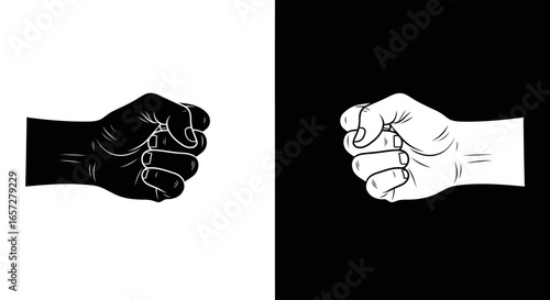 Fist punch silhouette black and white revolution symbol