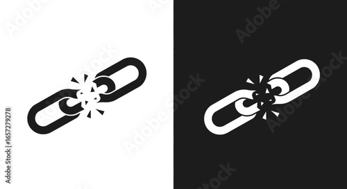 Broken metal chain link symbolizing freedom strength resistance and independence concept