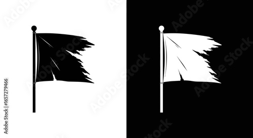 Two waving flags symbolizing surrender protest revolution independence and political social unity