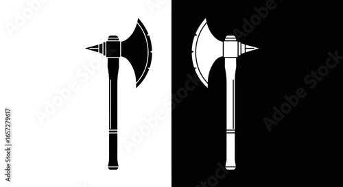 Battle axe weapon icon symbolizing medieval war combat strength power and historical weapon design