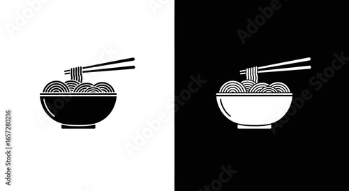 Bowl of noodles with chopsticks icon symbolizing asian food meal culture cuisine and popular lifestyle
