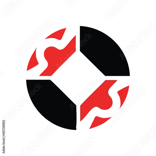 Dynamic Red Abstract Pincers. Vibrant crimson shapes create a striking, modern design against a dark backdrop, symbolizing power, speed, or aggressive motion. Minimalist graphic.