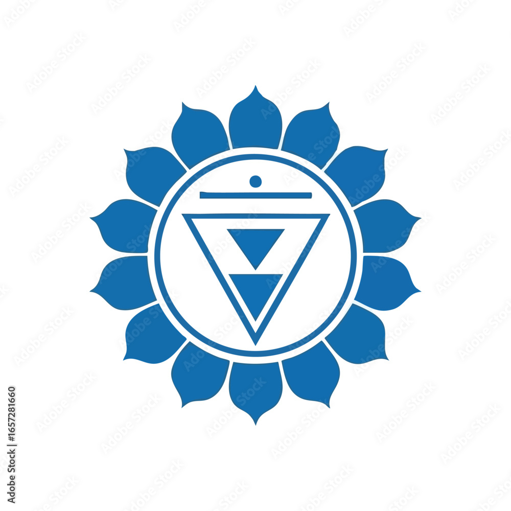 Obraz premium Throat Chakra Blue Lotus. This sacred Vishuddha emblem embodies clear communication, truthful self-expression, and inner purification. Ideal for spiritual wellness.