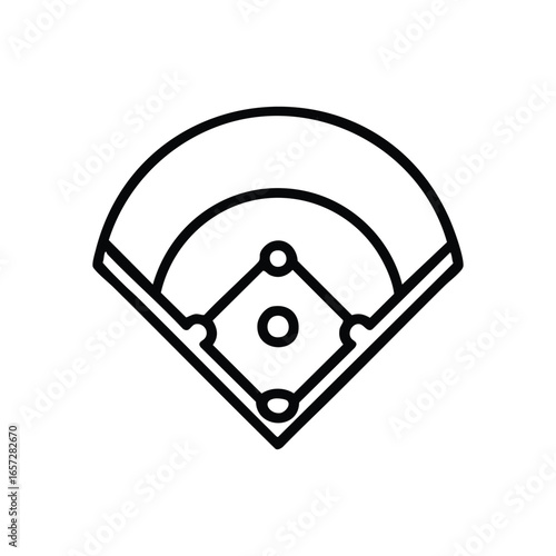 Baseball Field Diamond Outline Icon. Sleek graphic presenting a universal baseball ground. This emblem embodies athletic rivalry, team cooperation, and sportsmanship. Great for game designs.