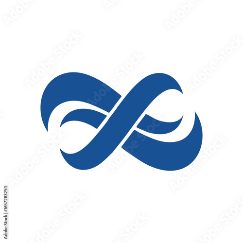 Dynamic Blue Flowing Infinity Symbol. This captivating abstract emblem in a cool hue evokes concepts of perpetual motion and universal connectivity. A sleek, interwoven form on a dark background.