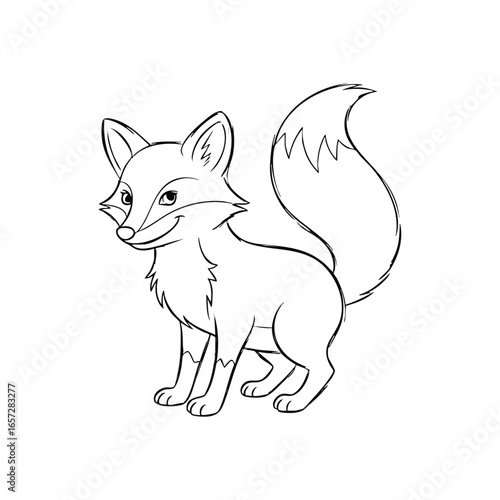 Clever Woodland Fox Illustration. A charming graphic depicts a sly forest creature. Its sleek outline against a dark backdrop embodies cunning and agility.