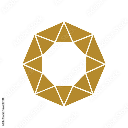 Golden Octagon Jewel Design. Elegant, precision-cut gemstone motif on a black backdrop. This abstract symbol embodies luxury, wealth, and enduring perfection. Ideal for upscale branding.