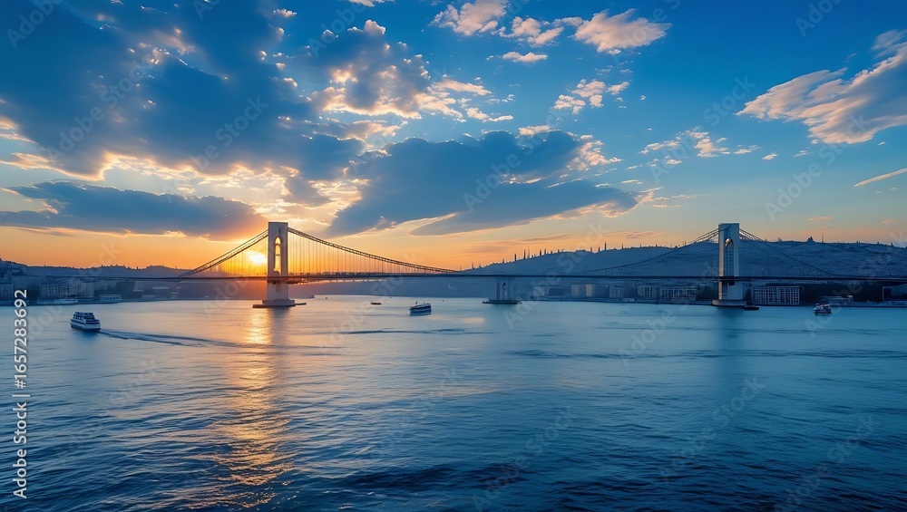 Obraz premium Golden gate bridge at sunset with dramatic clouds