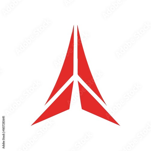 Sleek Red Forward Arrow Icon. This polished crimson geometric emblem conveys progress, aspiration, and advanced concepts. Its sharp lines represent future momentum and technological strength.