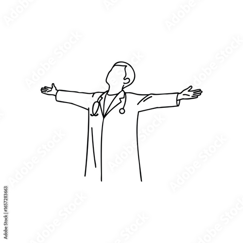 Triumphant Man with Open Arms. A powerful illustration of human emotion, showing an individual reaching for the heavens. Represents victory, liberation, and profound appreciation.
