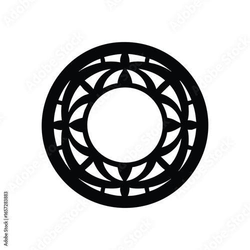 Abstract White Sun Petal Icon. An elegant monochromatic image featuring a central bright orb surrounded by symmetrical radiating forms. This graphic embodies unity and growth.