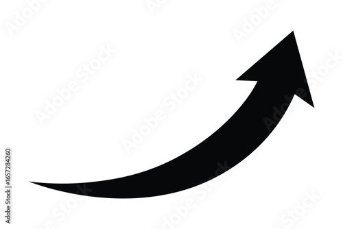 black curve graph arrow icon up and right for business growth success
