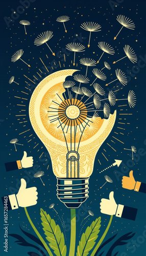 light bulb and stars