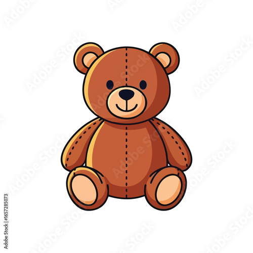 Adorable Plush Bear Illustration. This charming stuffed animal exudes warmth and comfort. A delightful children's companion, symbolizing innocent joy and cherished memories.