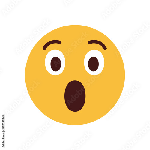 Surprised Emoji Face Icon. Yellow emoticon displays utter astonishment and bewilderment. Ideal for conveying a sense of profound wonder or disbelief in digital media.