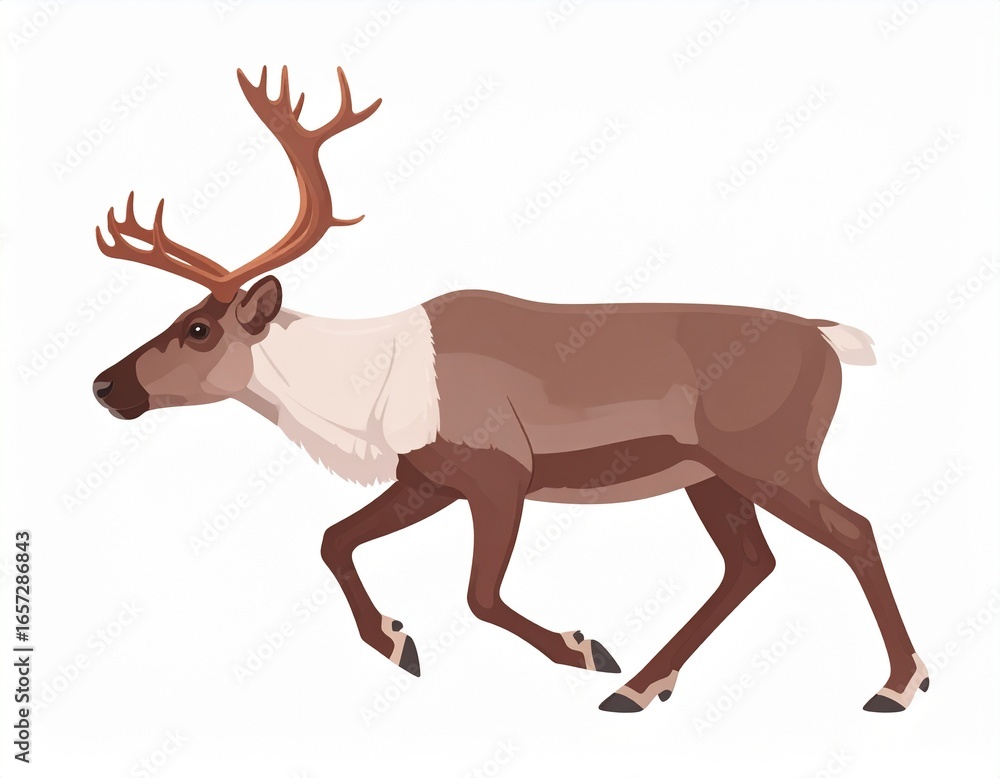 Fototapeta premium Brown Moose in Motion Illustration