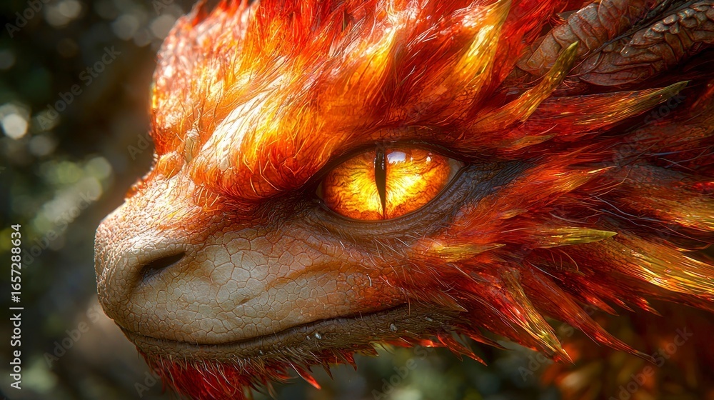 Obraz premium Fiery dragon's head close-up
