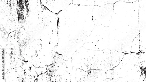 High Contrast Grunge Cracked Wall Texture, Black and White Distressed Concrete Overlay