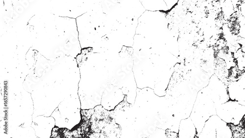 Monochromatic Grunge Cracked Wall Texture Vector Overlay
