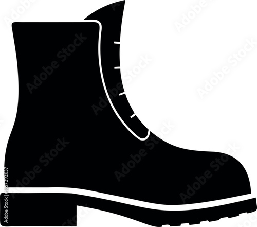 Silhouette of a black work boot, providing strong ankle support and protection