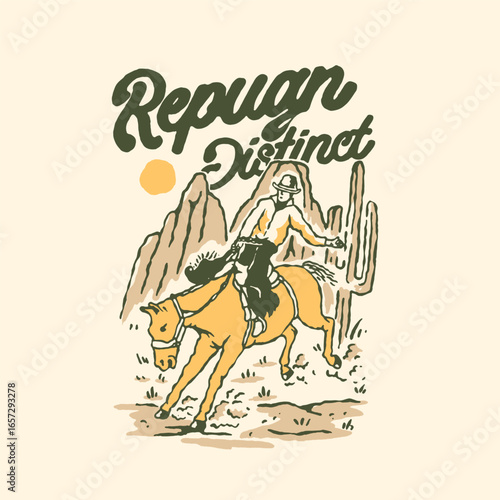 This design tells the story of a cowboy riding a horse.