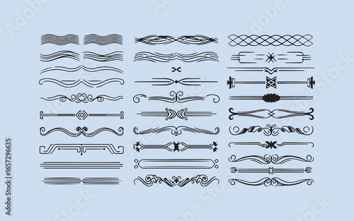 Collection of ornate decorative borders and dividers in classic vintage style