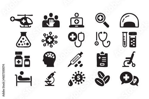 Medical Equipment, Health, and Disease Icons for Healthcare Providers and Patients