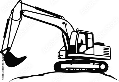 Ideal for construction blogs, social media posts, and educational materials. The excavator adds a dynamic touch to industrial themes.