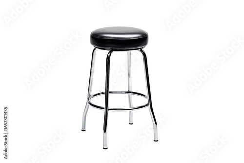 Black vinyl stool, metal frame