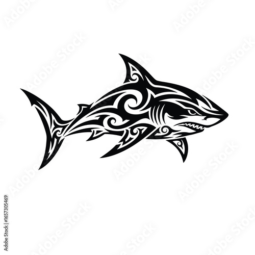 Tribal Shark Tattoo Design Fierce Ocean Predator Art