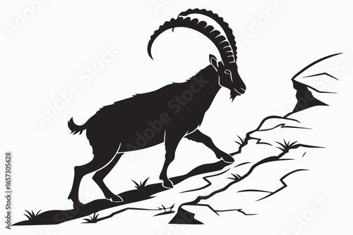 Ibex animal sihouette black vector