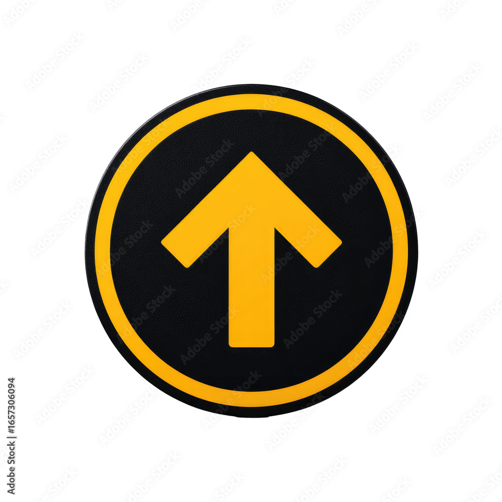 Yellow arrow in a black circle road sign isolated on transparent background Remove png, Clipping Path, pen tool Yellow arrow in a black circle road sign isolated on transparent background Remove png, Clipping Path, pen tool