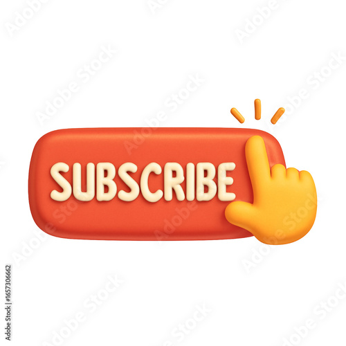 Vibrant 3D Subscribe Button with Hand Cursor