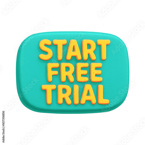 Playful 3D Rendered Start Free Trial Button