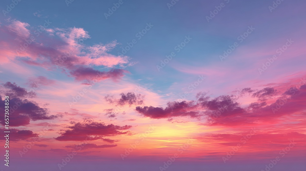 Fototapeta premium Vibrant sunset sky, colorful clouds