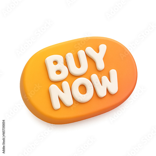 Vibrant 3D Orange Buy Now Button Icon