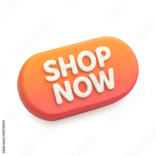 Vibrant 3D Shop Now Button for E-commerce