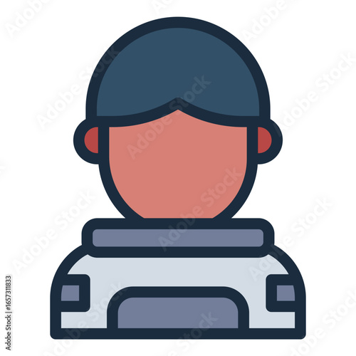 astronaut filled line icon showing human presence in space exploration