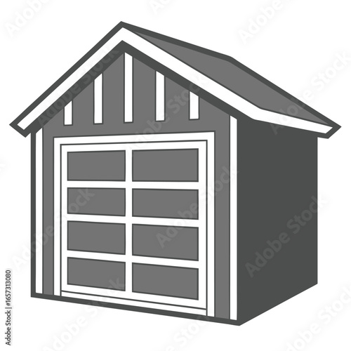  Gray Shed with a Garage Door Design for Storage and Organization in Residential Areas highlighting outdoor space and architectural 
