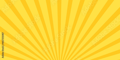 Modern yellow banner with Sun rays, lines background, light abstract modern