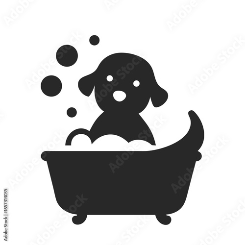 Cute dog taking a bath silhouette clip art Vector Image
