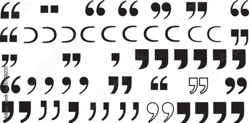 Collection of various quotation marks and punctuation symbols in black and white