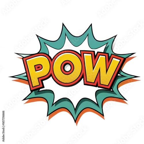 Retro comic book pow explosion sound effect isolated on white background