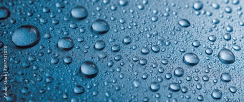 Wallpaper Mural Blue Surface with Water Droplets Torontodigital.ca